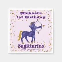 Roligt Sagittarius First Birthday & Guld Confetti