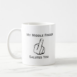 Roligt saluterar mitt långfinger dig kaffemuggen kaffemugg