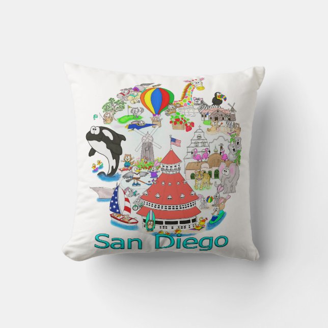Roligt San Diego California Kudde (Framsida)