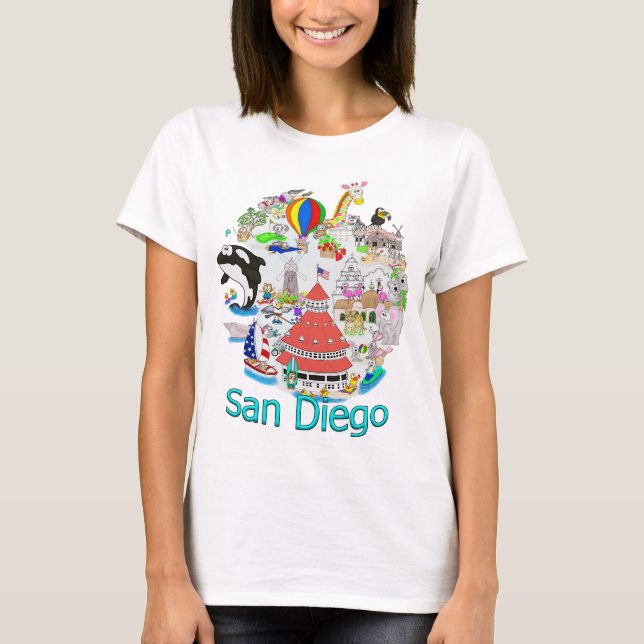 Roligt San Diego California T Shirt (Framsida)