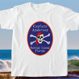 Roligt Sanibel Island FL Pirat med Namn Child T Shirt