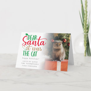 Roligt Santa Det var ett Helgdag-kort för kattfoto Kort