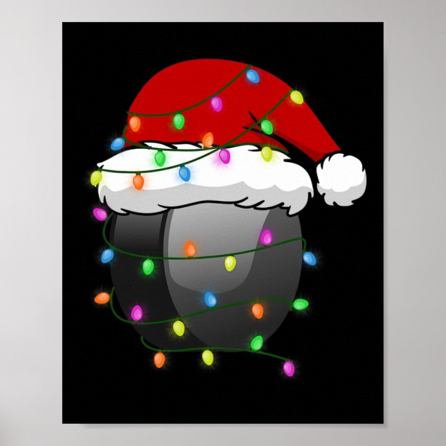 Roligt Santa Hat Hockey Sport Julafton Boys Manar Poster (Framsidan)