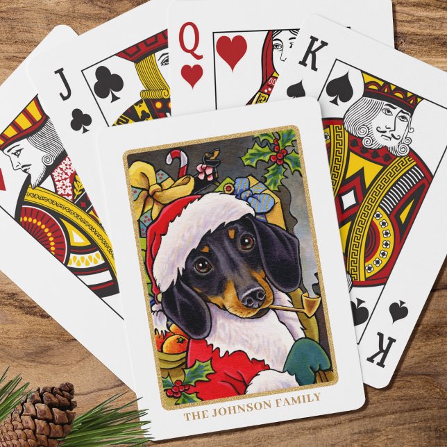 Roligt Santa Hund Dachshund Pipe-Anpassningsbarna Casinokort (Skapare uppladdad)