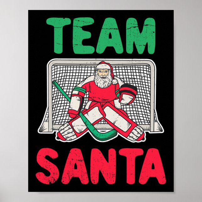 Roligt Santa Ice Hockey Goaltender Goalie 2 Poster (Framsidan)