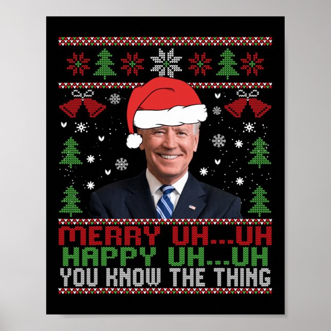 Roligt Santa Joe Biden Merry Öh Jul Ugly Poster (Framsidan)