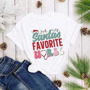 Roligt Santa's Favorite Nurse jul Kvinnor i julaft T Shirt
