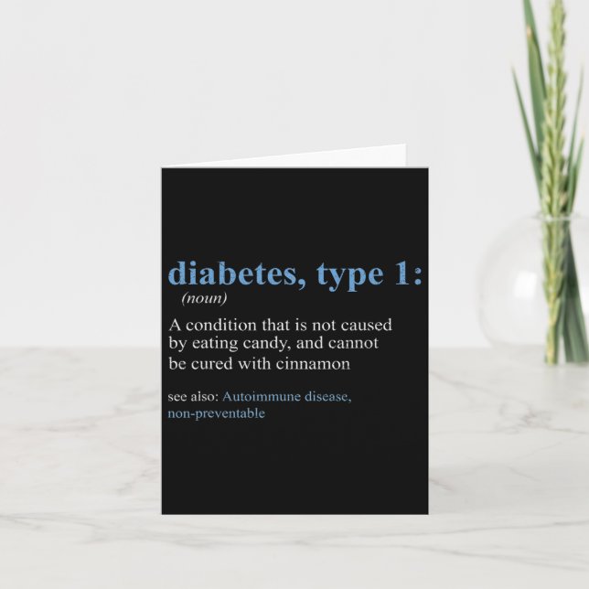 Roligt Sarcasm T1d Diabetes Definition Awareness Kort (Framsida)