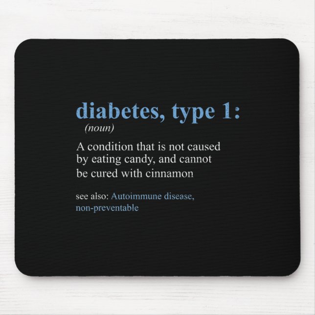 Roligt Sarcasm T1D Diabetes Definition Awareness Musmatta (Framsidan)