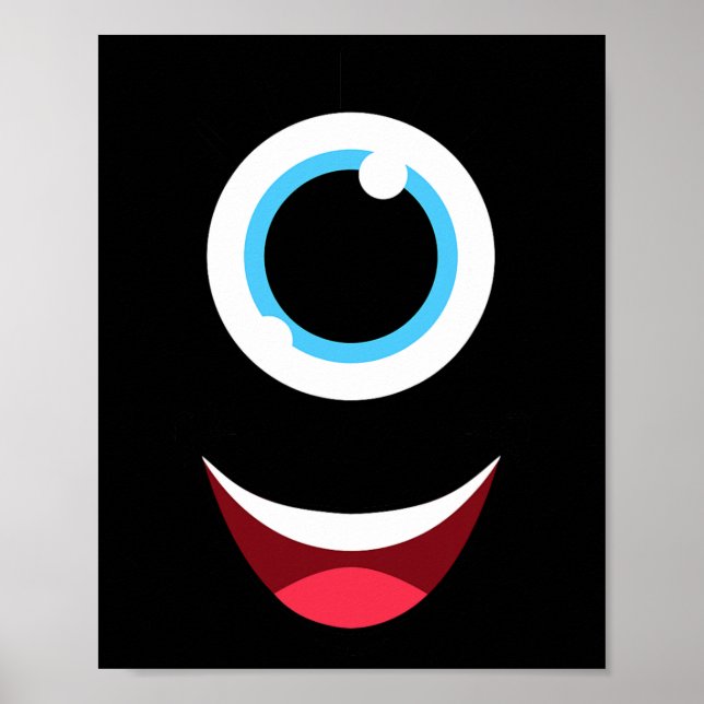Roligt Scary Monster Eyeball Ansikte Easy Hallowee Poster (Framsidan)