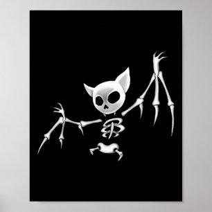 Roligt Scary Mörk Flies Skeleton Fladdermus Hallow Poster