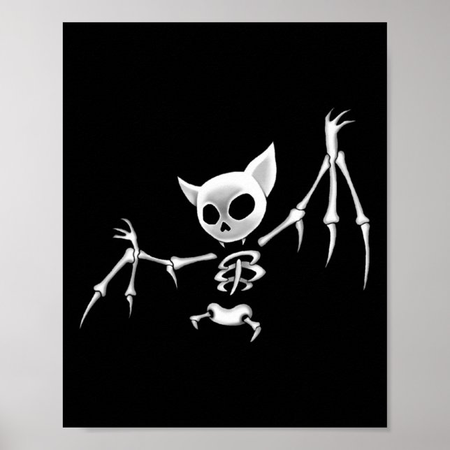 Roligt Scary Mörk Flies Skeleton T Halloween Cloti Poster (Framsidan)