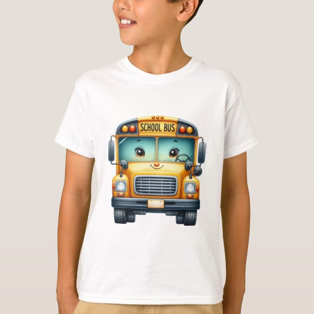 Roligt School Buss Design för barn T Shirt (Framsida)