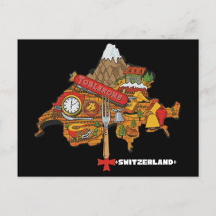 Roligt Schweiz-souvenir Toblerone Schweiz-karta Vykort
