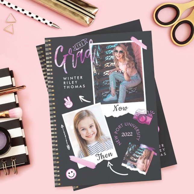 Roligt Scrapbook Photo Album Notebook och Now Grad Inbjudningar (Skapare uppladdad)