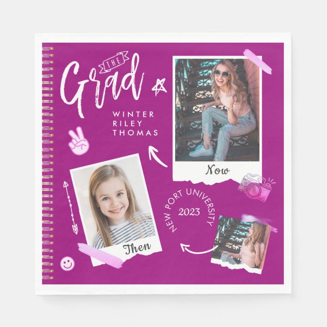 Roligt Scrapbook Photo Album Notebook och Now Grad Pappersservett (Framsidan)