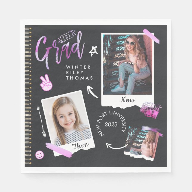 Roligt Scrapbook Photo Album Notebook och Now Grad Pappersservett (Framsidan)