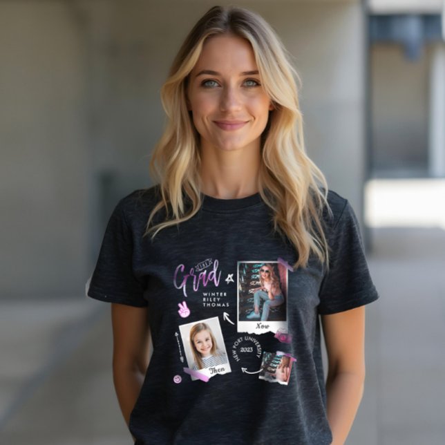 Roligt Scrapbook Photo Album Notebook och Now Grad T Shirt (Fun Scrapbook Photo Album Notebook Then & Now Grad Tri-Blend Shirt)