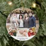 Roligt Script 4-foto: den säsong som ska vara geme Julgransprydnad Keramik<br><div class="desc">Det här är det år då vi ska samlas | Eleganten Watercolor Grey Gräs Cone och minimalist 4 Family Photo Collage Dubbla-sided Ornament. Alla texterna är i förväg ordnade så att du enkelt och snabbt kan anpassa dig med dina egna detaljer. Önska er alla Glad helg!</div>