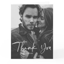 Roligt Script Calligraphy Photo Bröllop Tack