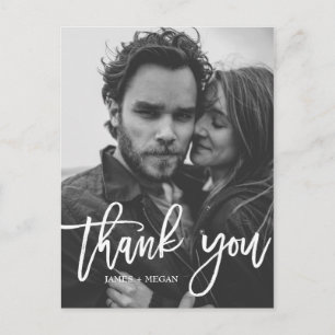 Roligt Script Calligraphy Photo Bröllop Tack I Vykort