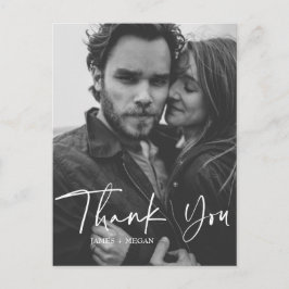 Roligt Script Calligraphy Photo Bröllop Tack Vykort