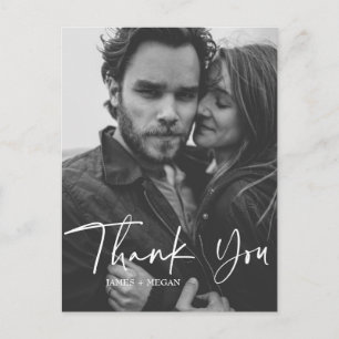 Roligt Script Calligraphy Photo Bröllop Tack Vykort