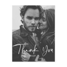 Roligt Script Calligraphy Photo Bröllop Tack