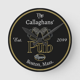 Roligt Script Text Pub w Öl Wall Clock Rund Klocka