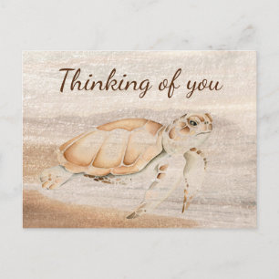  Roligt Sea Turtle Cute Animal Art Thinking Vykort
