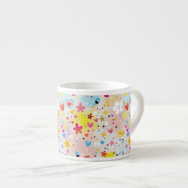 roligt seriemönster espressomugg (Framsida höger)