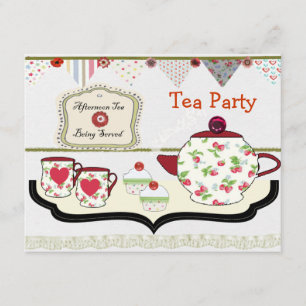 Roligt Shabby chic Tea Party Inbjudningar