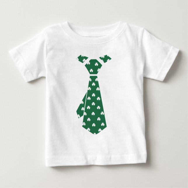Roligt Shamrock Mönster Faux Tie St. Patrick's Day T-shirt (Framsida)