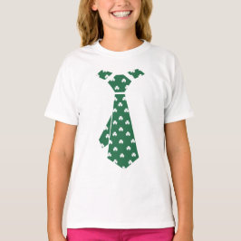 Roligt Shamrock Mönster Faux Tie St. Patrick's Day Tee Shirt