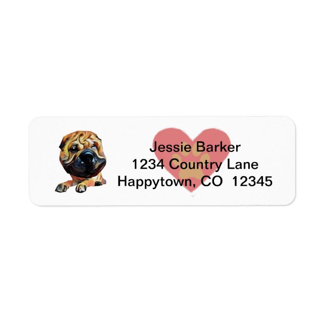 Roligt Shar Pei-Hund returadressetikett Returadress Etikett (Framsidan)