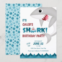 Roligt Shark Födelsedagsfest inbjudan