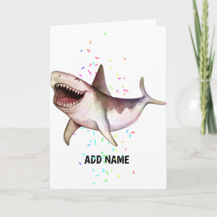 Roligt SHARK illustrerade presenten Lägg till Namn Kort