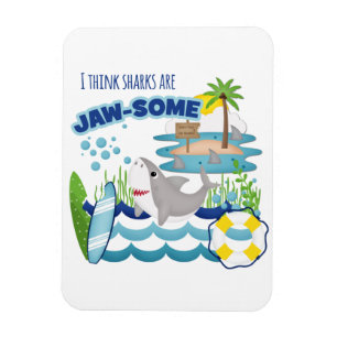 Roligt Shark Island Surfer Magnet