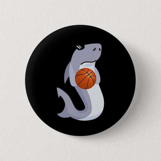 Roligt Shark Wearing Sunglasses Spela basket Knapp (Framsida)
