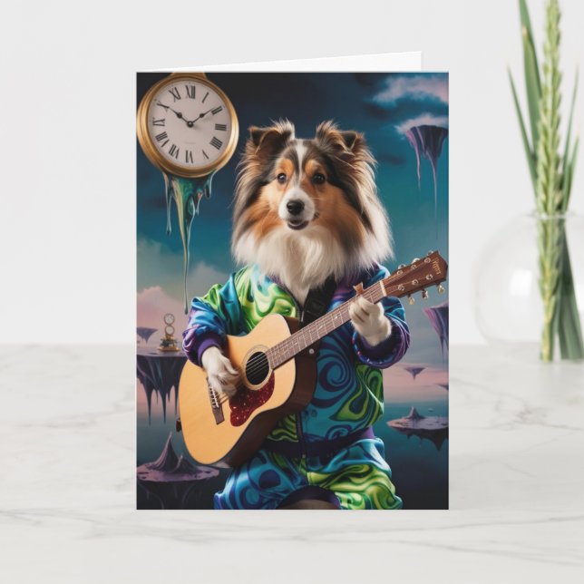 Roligt Sheltie Rockstjärna Kort (Framsida)