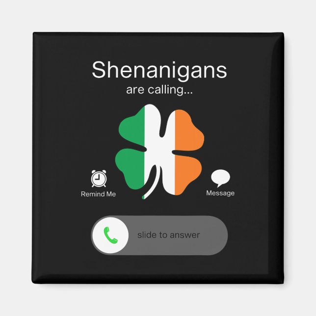 Roligt Shenanigans kallar St patricks day Irish Magnet (Framsidan)