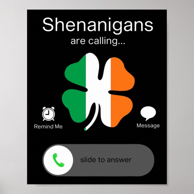 Roligt Shenanigans kallar St patricks day Irish Poster (Framsidan)