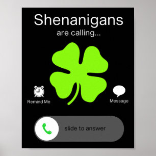 Roligt Shenanigans kallar St patricks day Irish Poster