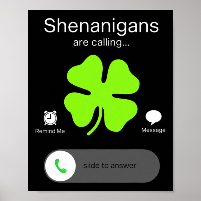 Roligt Shenanigans kallar St patricks day Irish Poster (Framsidan)