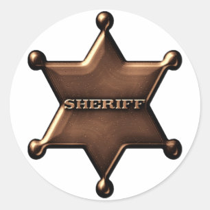 Roligt sheriff Badge Sticker Runt Klistermärke