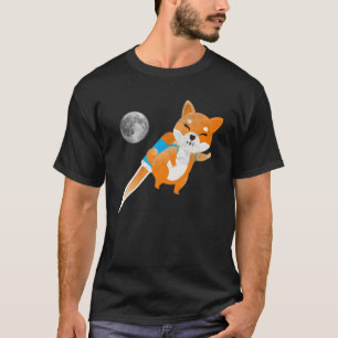 Roligt Shiba Inu Crypto Måne Rocket Shib Army Meme T Shirt