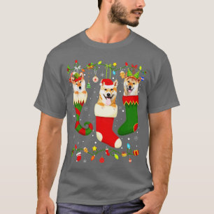 Roligt Shiba Inu lagrar jullampa Julafton T Shirt