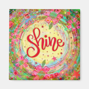 Roligt Shine Blommigt Whimsical Inspirational Magnet