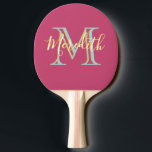 Roligt Shock rosa Blue Gult Anpassningsbar Monogra Pingisracket<br><div class="desc">Den här vackra och sofistikerade designen har unika multipla färg-bokstäver för Monogram och First namn. Färg är roligtar med en shock rosa blå med lite gult - gör att det känns som party på pingpong bord. Alla designfrågor eller speciella förfrågningar, bara e-post: charmdesignstudio@rcn.com och vi är lycklig för att hjälpa...</div>