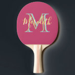 Roligt Shock rosa Blue Gult Anpassningsbar Monogra Pingisracket<br><div class="desc">Den här vackra och sofistikerade designen har unika multipla färg-bokstäver för Monogram och First namn. Färg är roligtar med en shock rosa blå med lite gult - gör att det känns som party på pingpong bord. Alla designfrågor eller speciella förfrågningar, bara e-post: charmdesignstudio@rcn.com och vi är lycklig för att hjälpa...</div>